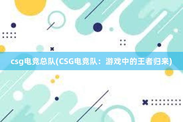 csg电竞总队(CSG电竞队：游戏中的王者归来)