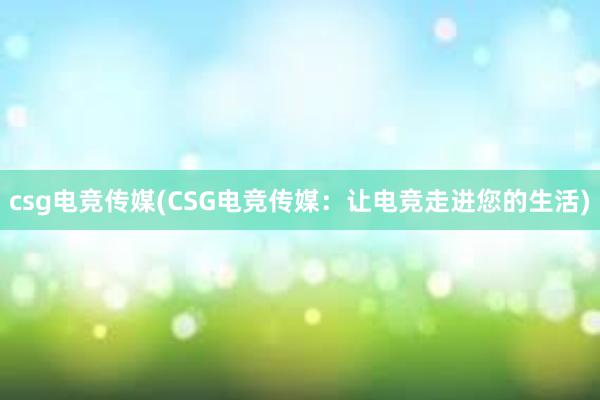 csg电竞传媒(CSG电竞传媒：让电竞走进您的生活)