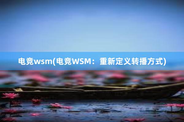 电竞wsm(电竞WSM：重新定义转播方式)