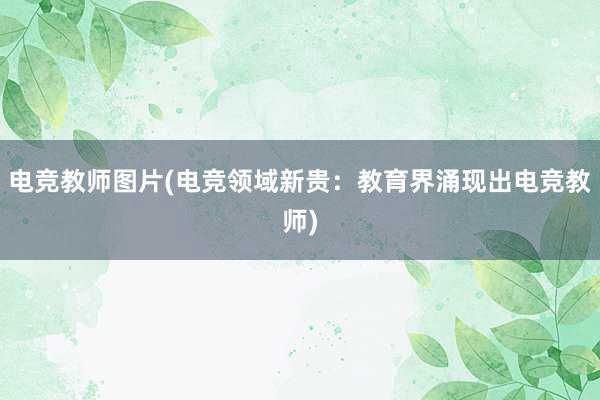 电竞教师图片(电竞领域新贵：教育界涌现出电竞教师)