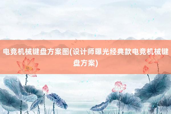 电竞机械键盘方案图(设计师曝光经典款电竞机械键盘方案)