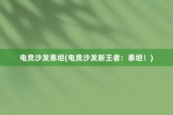 电竞沙发泰坦(电竞沙发新王者：泰坦！)