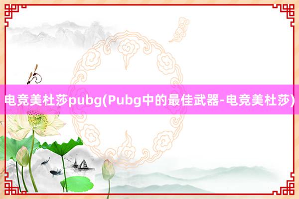 电竞美杜莎pubg(Pubg中的最佳武器-电竞美杜莎)