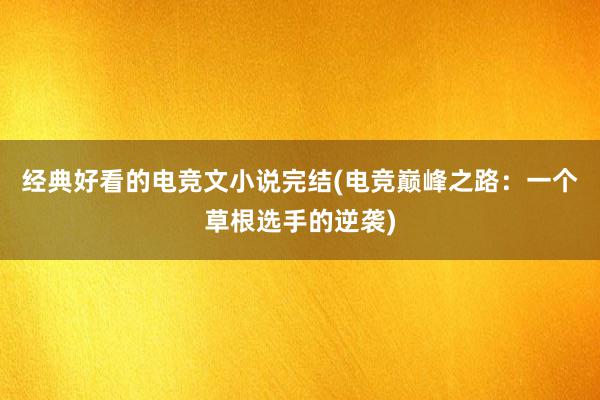 经典好看的电竞文小说完结(电竞巅峰之路：一个草根选手的逆袭)