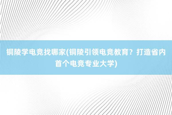 铜陵学电竞找哪家(铜陵引领电竞教育？打造省内首个电竞专业大学)