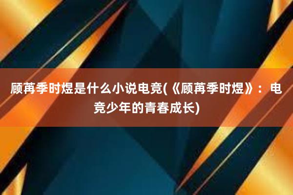 顾苒季时煜是什么小说电竞(《顾苒季时煜》：电竞少年的青春成长)