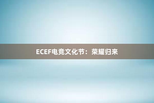 ECEF电竞文化节：荣耀归来