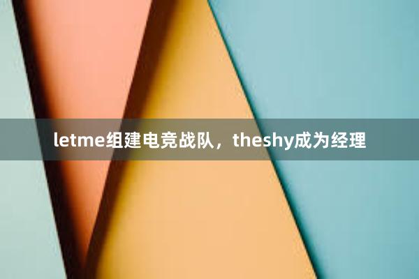 letme组建电竞战队，theshy成为经理