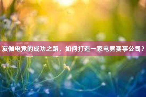 友伽电竞的成功之路，如何打造一家电竞赛事公司？