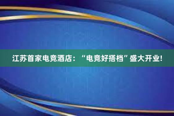 江苏首家电竞酒店：“电竞好搭档”盛大开业!